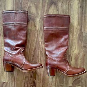 Frye Jane 14 Stitch Brown Tall Boots